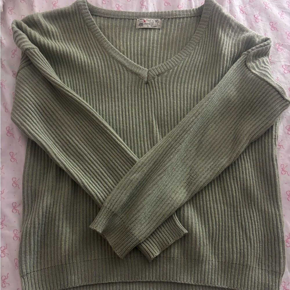 Elegant V-Neck Sweater in Sage